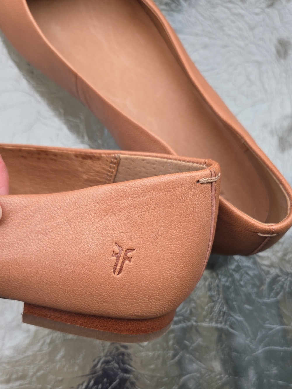 Frye Dana Sweetheart Ballet Flat Cognac Leather Square Toe Slipon Shoes Size 8.5 - Picture 7 of 11
